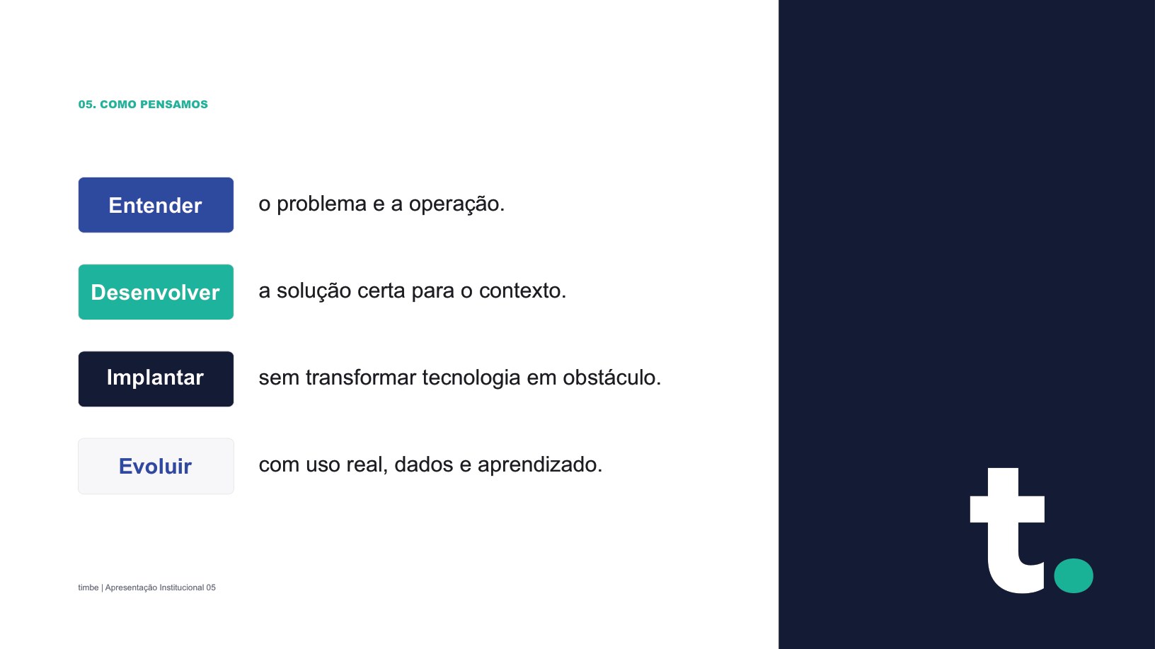 TIMBE — apresentação institucional, página 5